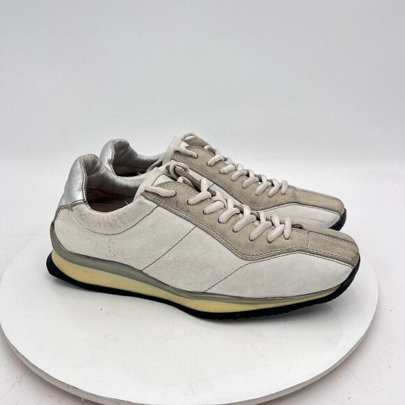 Prada Women Size EU 35.5 US 5.5 White Suede Leather Low Top Lace Up Casual Shoes - Picture 4 of 11